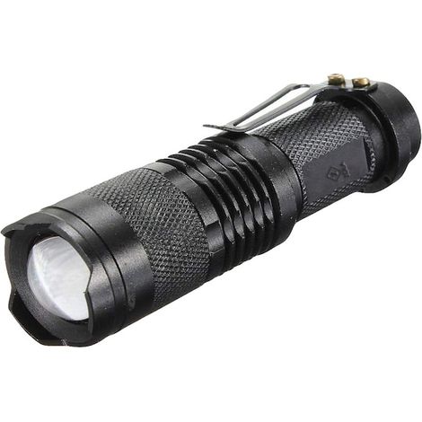 Torcia tattica tascabile con diodo UV, corpo in alluminio, custodia, colore nero, superficie antiscivolo. (1/5)