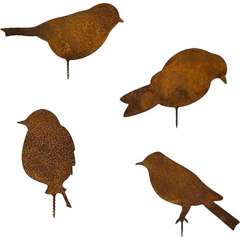 Oiseaux Rouille, Décoration rouille, Oiseaux Patine avec vis, Convient pour Jardin, Décoration Intérieure (1/5)