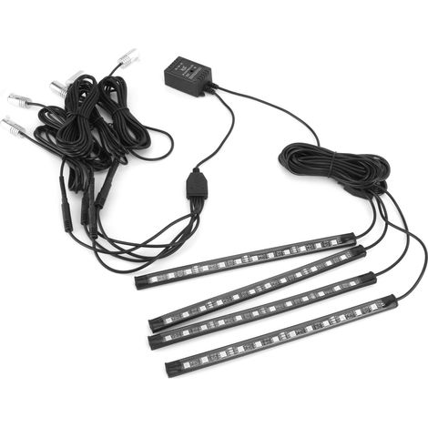Rétroéclairage LED RGB télécommandé et application mobile, modes variés, 5 bandes lumineuses pour portière, tableau de bord et panneau intérieur (1/5)