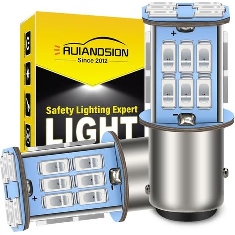 Lot de 2 ampoules LED rouges de rechange 1157 BAY15D DC 6 V super lumineuses 5630 30 SMD pour feux de recul, feux stop, feux arrière, clignotants.
