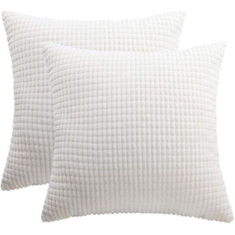 Pair Lot de 2 housses de coussin en velours côtelé – Beige clair – Dimensions 60 × 60 cm