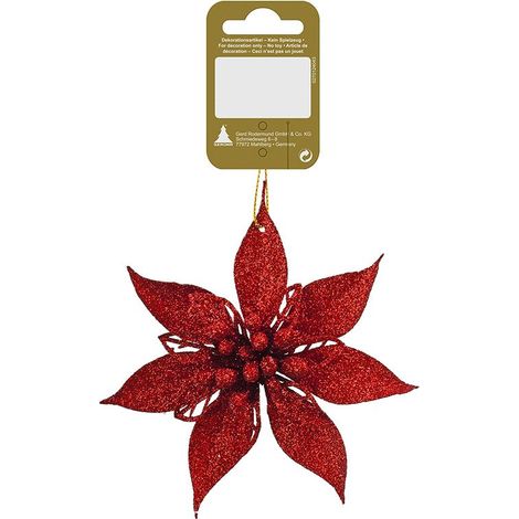 Weihnachtsanhänger Poinsettia-Blüte rot 12 cm Weihnachtsanhänger