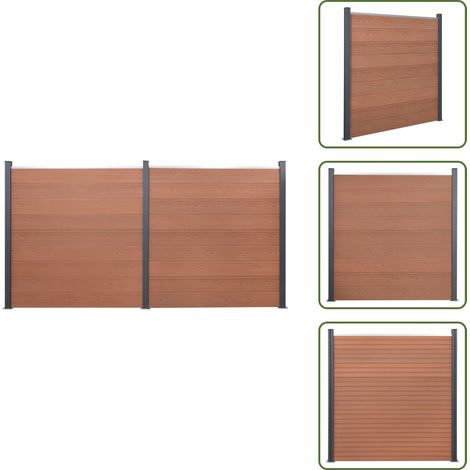 Recinzione marrone - vidaXL Set Pannello di Recinzione Marrone 353x186 cm in WPC - Recinzione residenziale