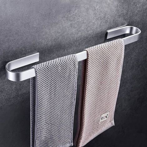 Self-adhesive wall-mounted towel holder for bathroom or kitchen - 40 cm, no drilling required - Set of 2 (1/5)