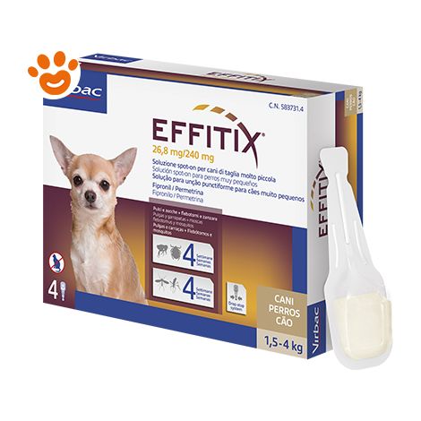 Virbac Dog EFFITIX Spot-On Cani di Taglia Toy (1,5-4kg) - Virbac Dog EFFITIX Spot-On Cani di Taglia Toy (1,5-4kg) - Confezione Da 4 Pipette