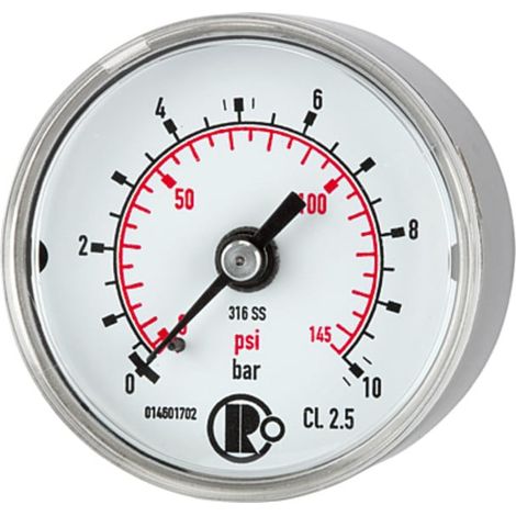 Riegler Standardmano, CrNi-Stahl, G 1/4 hinten zentr., 0 - 10,0 bar, Ã˜ 50 (1/2)