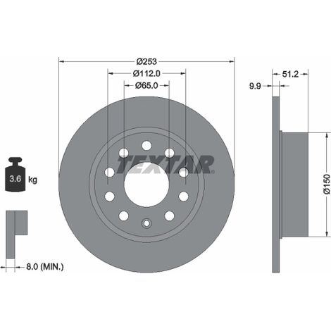 Lot de 2 Disques de frein Textar 92120903 AUDI 1K0615601AB 1K0615601K 5C0615601