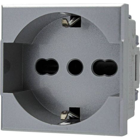 Trade Shop - SCHUKO-STECKDOSE 2P+T 16A SILBER KOMPATIBEL MIT BTICINO AXOLUTE SD21400T -