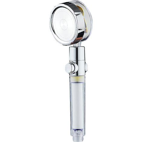Cabezal de ducha de mano de alta presión con filtro, chorro de agua tipo vórtice, rotación de 360 grados y rueda de viento dorada. (1/5)