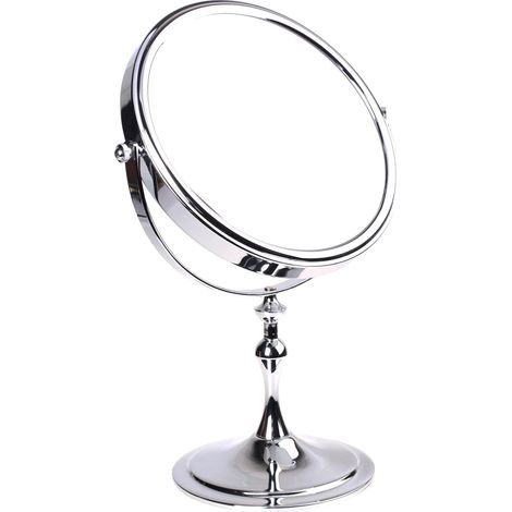 Miroir sur Pied 7 Grossissement, 8 inch, Miroir Cosmétique Double Face pour Maquillage, Rasage, 20 cm Miroir de Table Miroir Grossissant, Chromé, KXD3105-7x