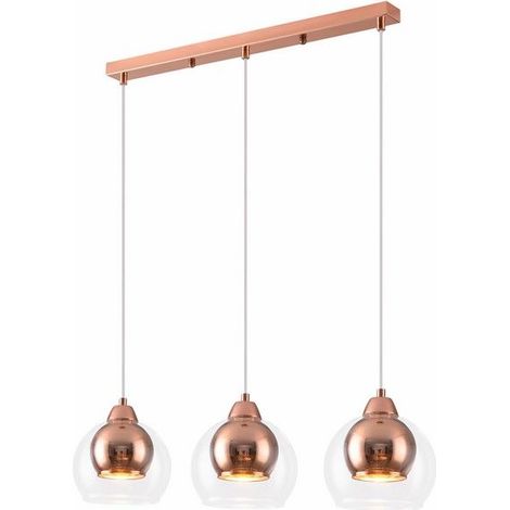 Suspension indus Clara métal verre cuivré 3xE27 Reality