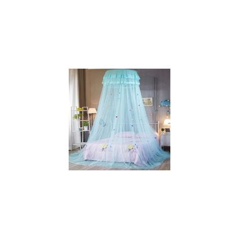 Mosquitera, mosquitera princesa, mosquitera colgante con forma de cúpula, mosquitera colgante de encaje (65×250cm, Aqua)-Crezuo