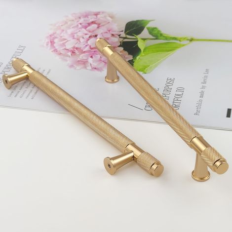 Lot de 2 Poignées de Placard Modernes Rose Doré Entraxe 160mm (1/5)