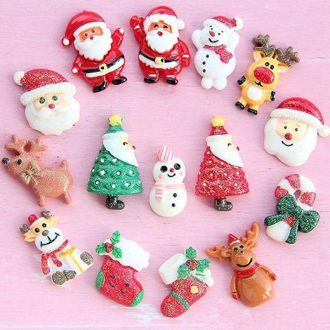Accessori natalizi in resina, 16 pezzi, alce pre-natalizio, accessori per decorazioni natalizie (1/4)