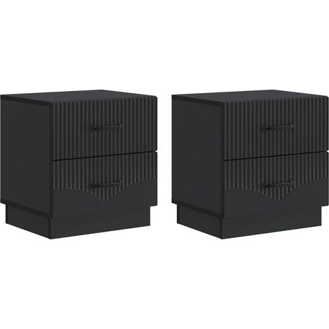 vidaXL Armadio da Notte con cassetto 2 pcs Nero 43 x 34,5 x 44,5