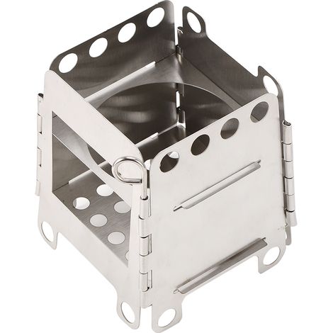 Réchaud à bois pliable portable en acier inoxydable pour pique-nique, barbecue, camping et randonnée. (1/5)