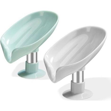 Porte Savon Ventouse Lot de 2-Support Savon Douche-Porte Eponge Evier Cuisine-Porte-Savons avec Drain (1/4)