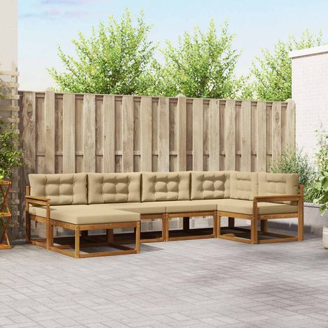 Outdoor-Sofagarnitur mit Kissen 6 pcs Natur und Beige (1/5)