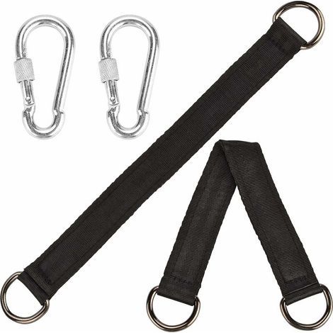 Swing suspension straps, 2 adjustable swing straps with 2 zinc alloy carabiners that can support up to 1000 lbs, hammock strap kit (black, 25 cm) (1/5)