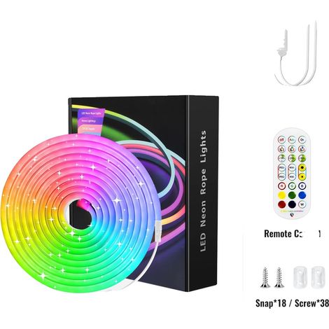 Lumières en corde néon LED, étanches, synchronisation musicale activée, WiFi 5M (1/2)