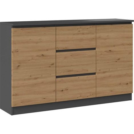 Malwa 2D3S anthrazitfarbene Kommode im Handwerkerstil