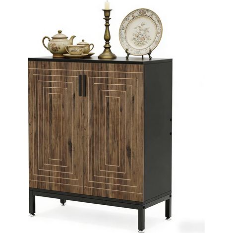Scarpiera da terra con 2 ante, MDF e metallo, 80 x 38 x 95 cm, stile moderno (1/5)