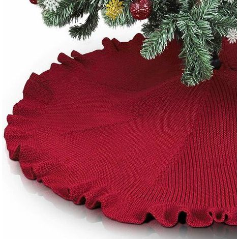 Pr Jupe de sapin de Noël, grande jupe de sapin de Noël en tricot blanc de 48 pouces, tapis de jupe de sapin de Noël de luxe pour les décorations de fête de Noël (1/5)