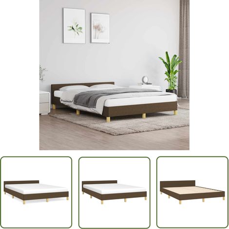 The Living Store Bettgestell ohne Matratze Dunkelbraun 140x200 cm Stoff - Bettesrahmen - Doppelbett - Lattenrost - Kopfteil - Bettgestell (1/5)