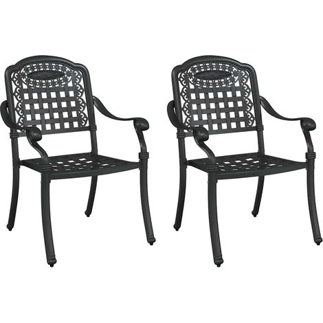 Maison Exclusive - Sedia da Giardino 2 pcs Nero 55 x 56,5 x 91cm Alluminio