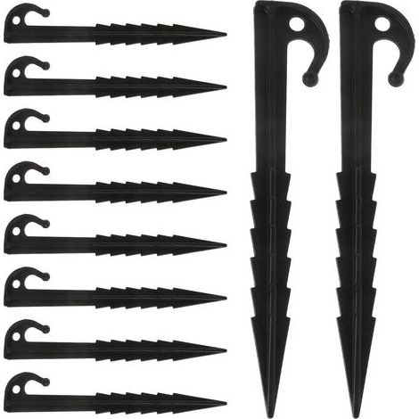 Lot de 10 piquets de tente en plastique, fixations résistantes au vent, adaptés aux tentes et aux abris de camping, piquets d'extérieur polyvalents, adaptés à la randonnée et aux activités de jardinag (1/5)