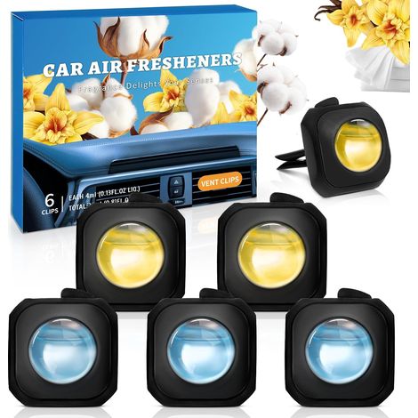 Car Fragrance, Car Perfume Cotton Vanilla Aroma With Air Vent Clip, Car Air Fresheners, Interior Diffuser, Eliminates Odours (1/5)