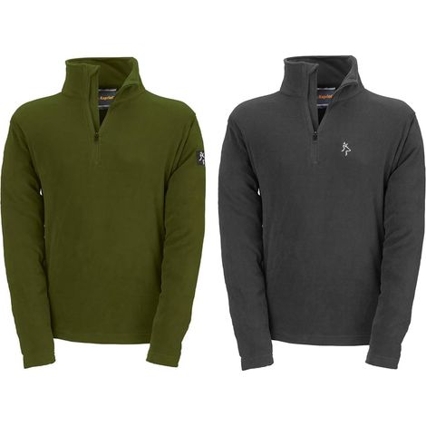 FELPA MAGLIA UOMO MICROPILE WOLF LAVORO MEZZA ZIP GRIGIO/VERDE TG.M-XXXL KAPRIOL, "Verde"-"M"