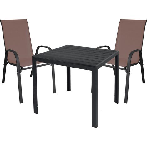 Gartengarnitur 3-teilig 90x90cm Anthrazit/Schwarz Polywood-M691922+2xMMC330884 (1/3)