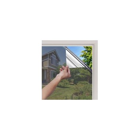 Film Miroir Adhésif Vitre Effet Sans Tain Anti Regard Occultant Protection Solaire UV Argent 60x100cm (1/4)