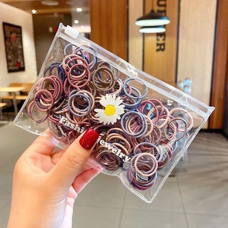 Nœuds pour cheveux colorés - Lot de 100 - Élastiques - 2 mm d'épaisseur - Couleur caramel - Accessoires bébé (1/4)