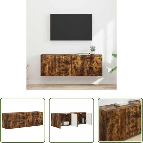 vidaXL Wandregal - TV-Wandschrank 2 pcs Geräucherte Eiche 59,5 x 31 x 40 cm (1/5)