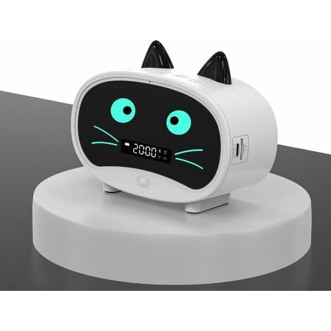 Réveil de chat de dessin animé, double réveil, haut-parleur Bluetooth, appel mains libres (1/4)