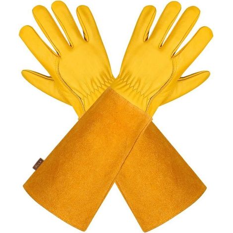 Gants de Jardinage en Cuir Protection contre les Épines, Taille M, Gants Solides et Confortables pour Travailler au Jardin (1/4)