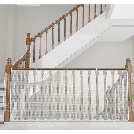 Pour rampes d'escalier, lits de balcon, balustrades - 300 x 79 cm - Blanc - Filet de sécurité enfant - Barrière de sécurité (1/5)