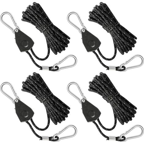 Corde Réfléchissante 4mm x 4m pour Tente - Lot de 4 Pièces avec Tendeur Aluminium - Idéal pour Camping et Randonnée (1/5)