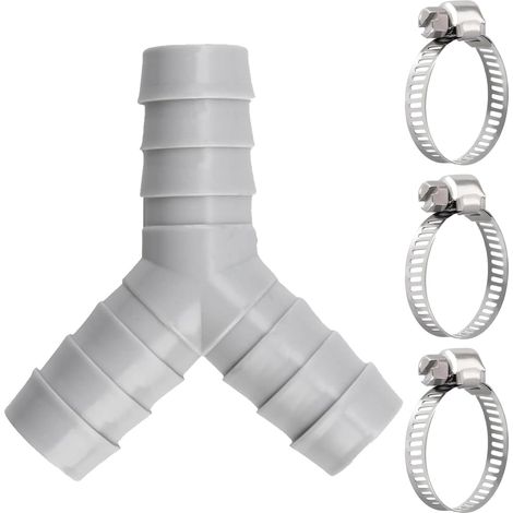 Répartiteur en Y 2 Voies pour Tuyaux, avec 3 Colliers de Serrag, Raccord en Y, pour Tuyaux De Vidange, Compatible avec Lave Linge, Lave Vaisselle et Sèche Linge (1/5)
