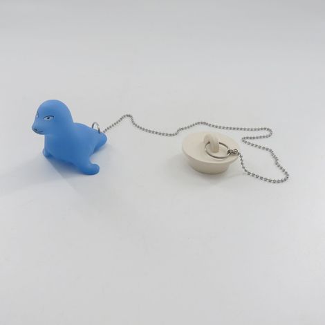 Gummi-Toiletten-/Badezimmerstöpsel für Waschbecken, Badewannen, Abflussabdeckung, aus blauem PVC mit Puppenmuster. (1/5)