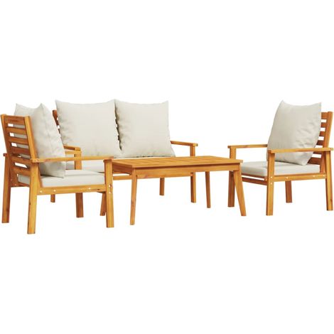 Maison Exclusive - 4-tlg. Garten-Lounge-Set mit Kissen Massivholz