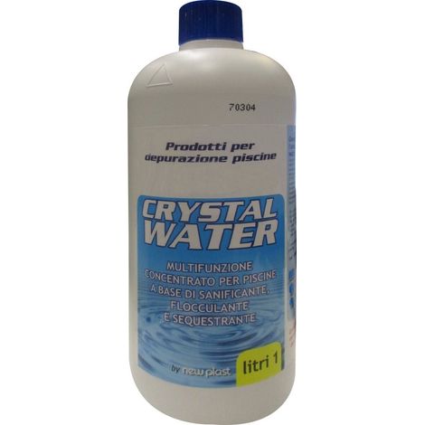 NEW PLAST 0772 CRYSTAL WATER PRODUIT CLARIFIANT POUR EAU DE PISCINE, MULTIFONCTION, FLACON DE 1 L