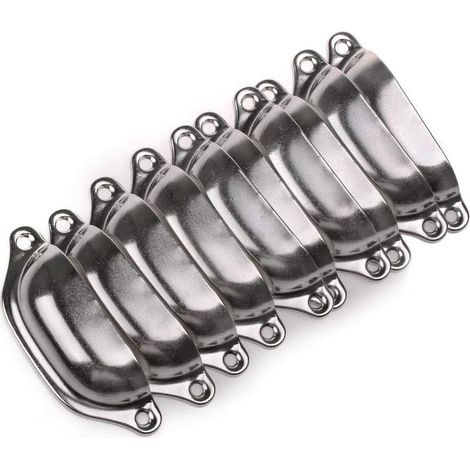 Lot de 10 Poignée Bouton de Porte 98mm Décoration pour Meuble Tiroir，Poignées de Meuble Vintage Boutons de Meuble Poignées de Porte Coquille Avec de Vis - Argent (1/5)