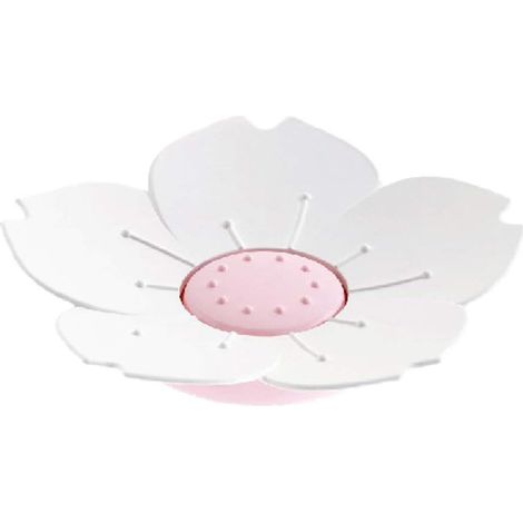 Porte-Savon en Forme de Fleur de Cerisier avec Drainage, Porte-Savon décoratif à Double Couche, Porte-Savon pour Salle de Bain, Cuisine, 2 Couleurs (Blanc)-Ensoleillé (1/3)
