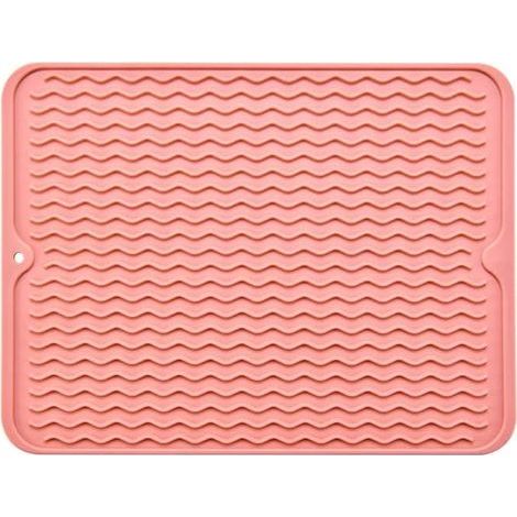 30 x 40 cm (pale pink) Dish draining mat, silicone, heat resistant, non-slip, draining mat, placemat (1/5)