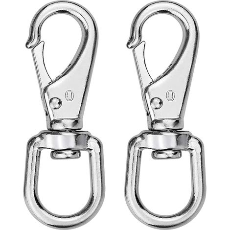 2 Pièces Mousqueton Pivotant en acier inoxydable,Longueur 69mm,360 °Mousqueton-Crochets Pivotant pour Collier de Chien,Argenté