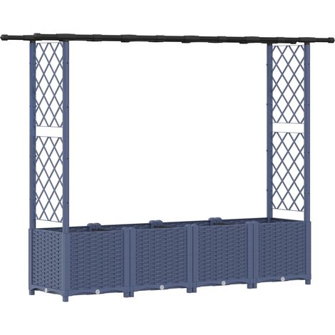 Fioriera da giardino Letto Rialzato con Griglia e Tetto Grigio 203 x 40 x 136 cm PP (1/5)