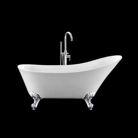 Vasca da bagno freestanding con piedini BALMAIN Bianca 161 cm Piedini di aquila Cromati